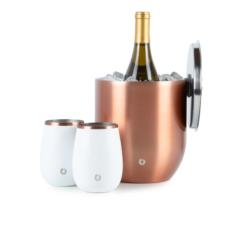 Stainless Steel Ice Bucket and Wine Glass Set