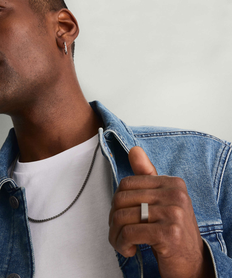 Men's Titanium Round Box Chain Necklace