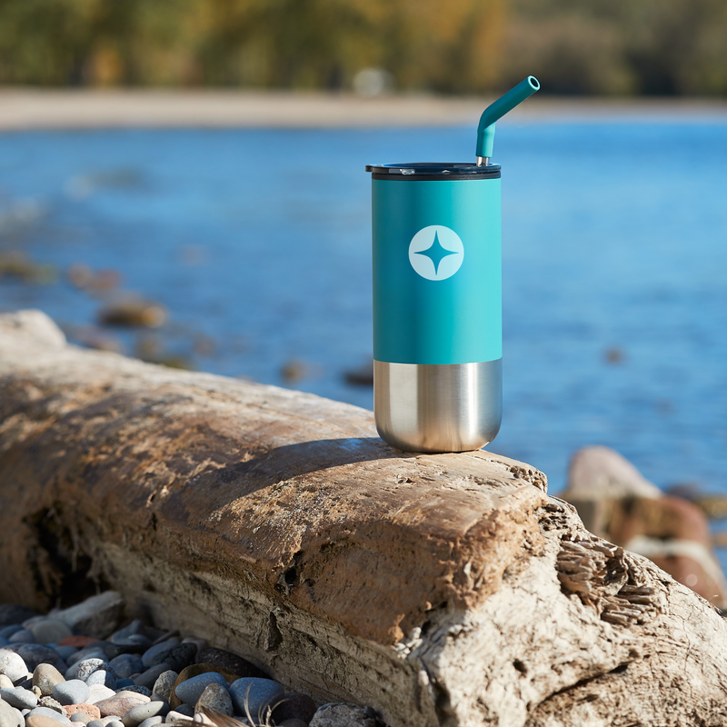 Branded Lagom Insulated 16oz Stainless Steel Tumbler with Straw