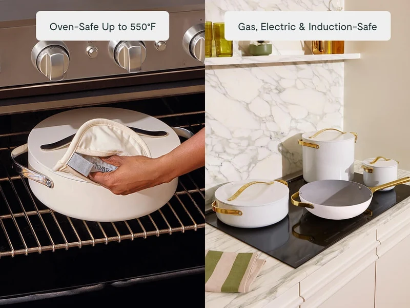 Non-Stick 8 Piece Ceramic Cookware Set with Storage