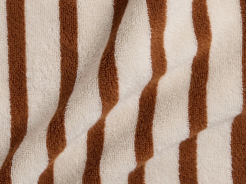 Terry Stripe Robe, Bone and Tobacco