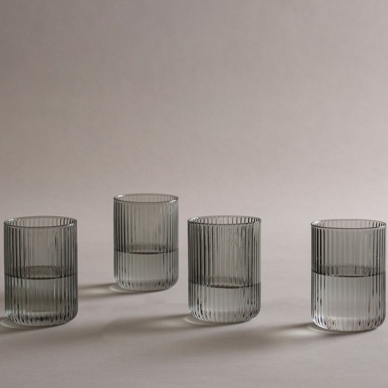 Ribbed Glass Tumbler Set of 4