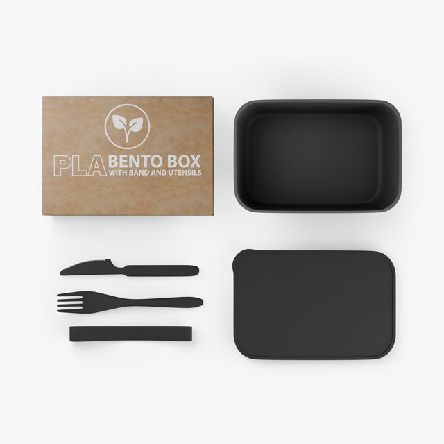 PLA Bento Box with Band and Utensils