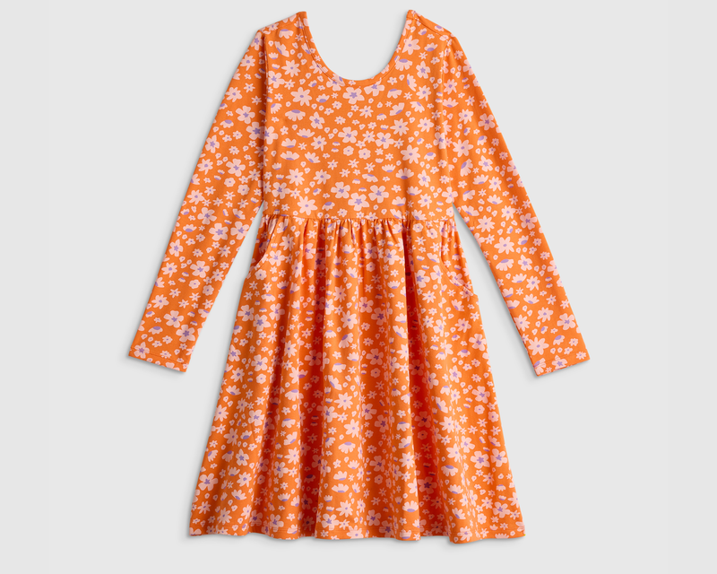 Kids Organic Cotton Long Sleeve Skater Dress