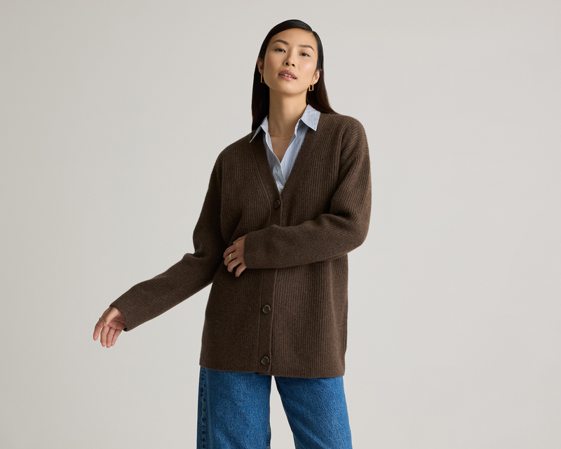 Mongolian Cashmere Oversized Boyfriend Cardigan Sweater