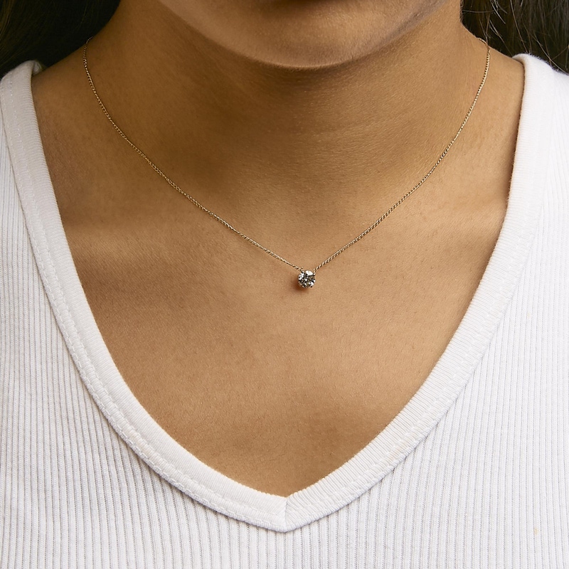 14K Gold Floating Lab Grown Diamond Solitaire Pendant Necklace