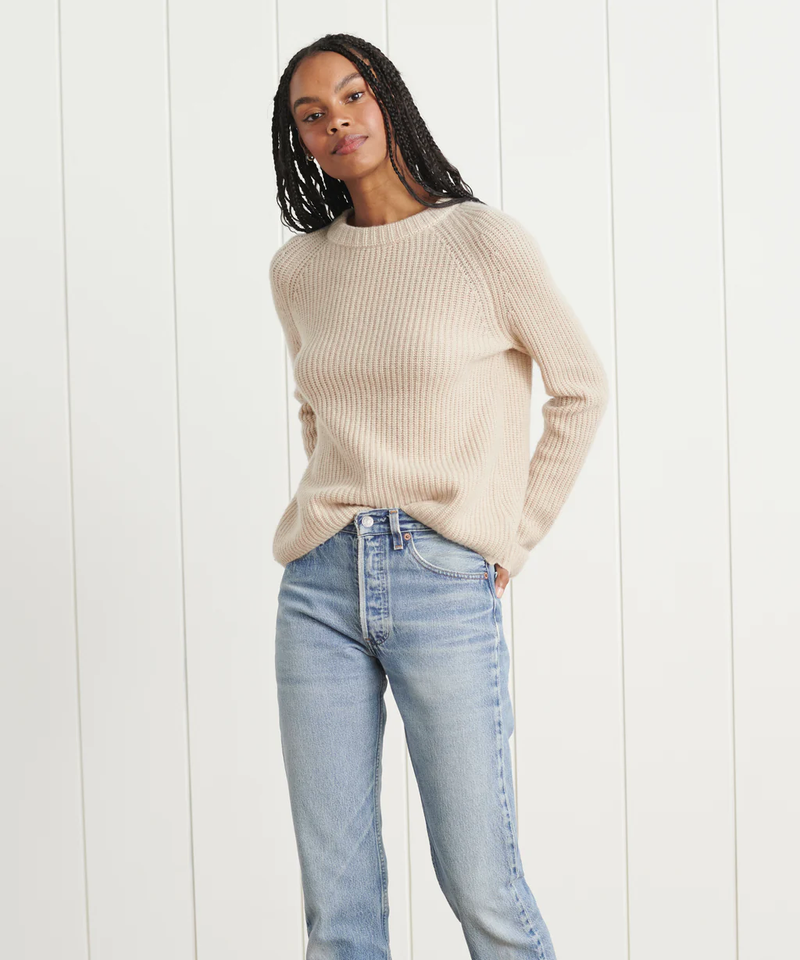 Cashmere Fisherman Sweater, Oatmeal