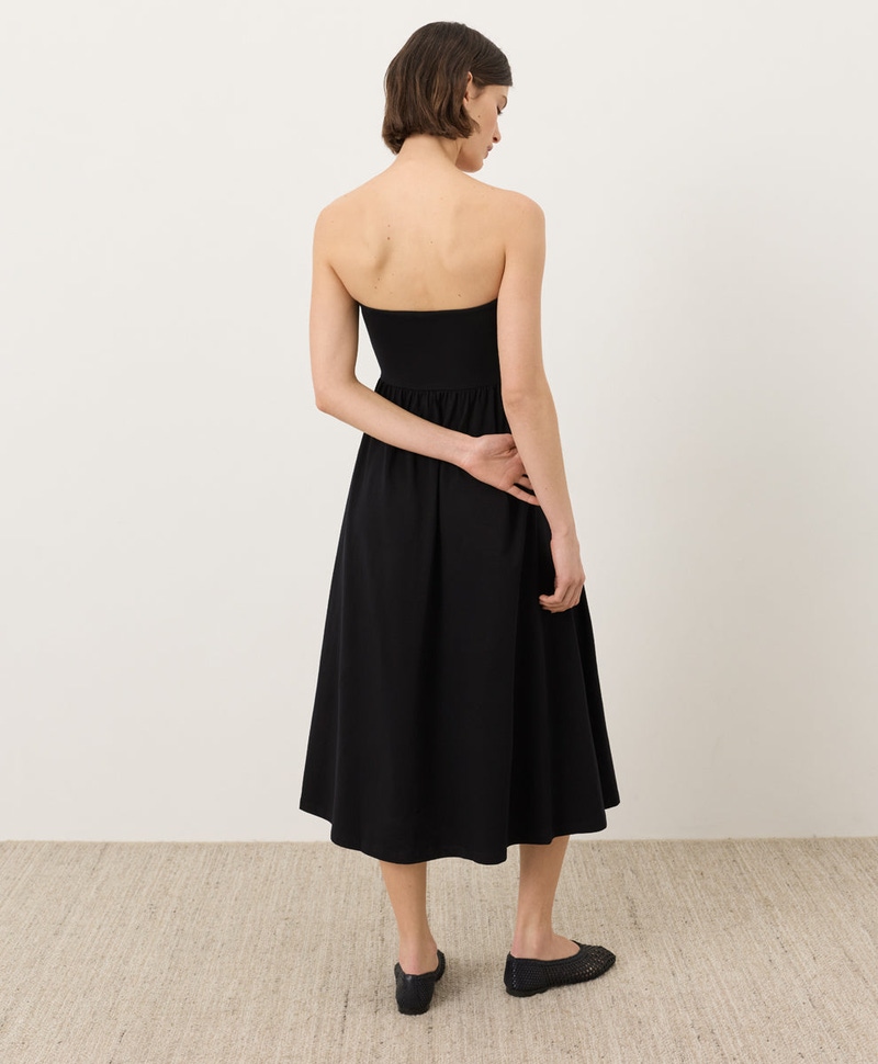 Women's Organic Fit & Flare Strapless Dress, Black