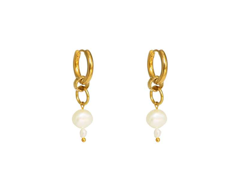 Pearl Drop Hoop Earring Pair