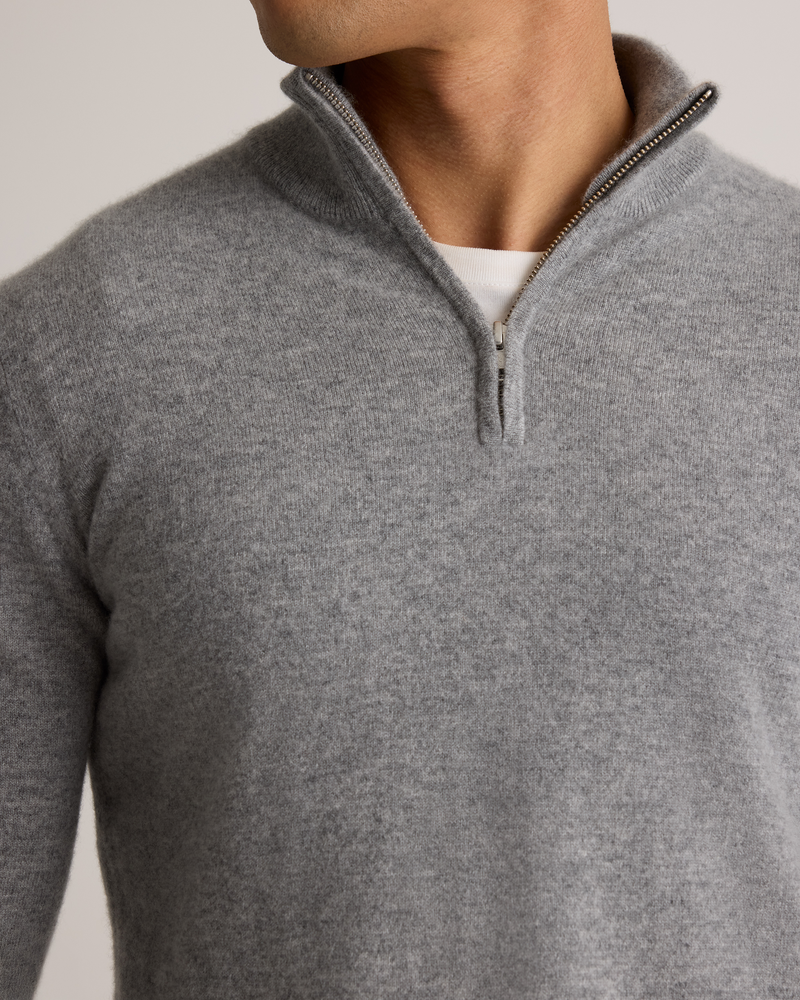 Mongolian Cashmere Quarter Zip Sweater