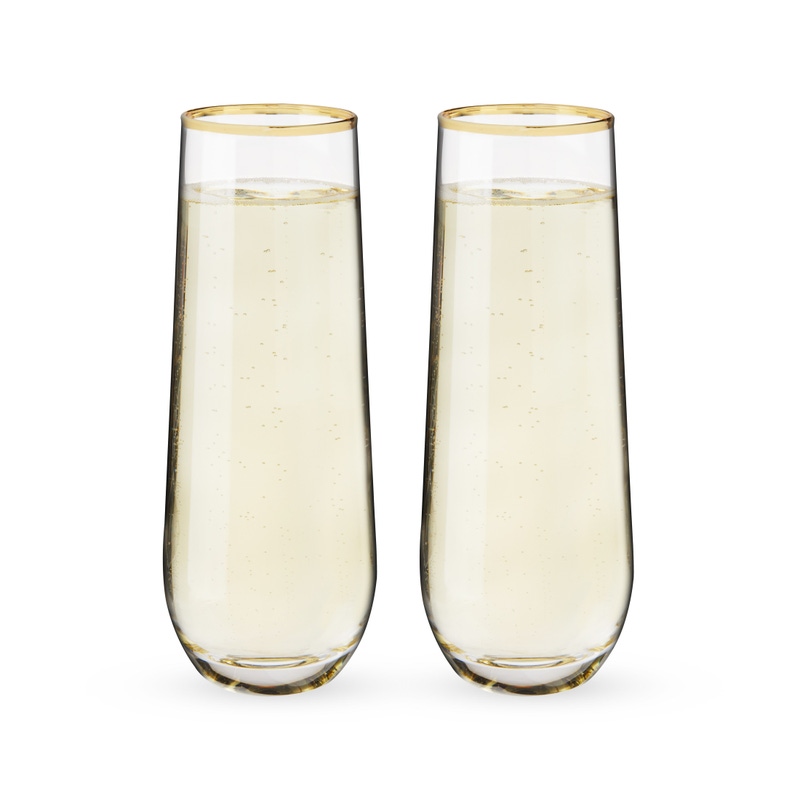 Gilded stemless champagne flutes set of 2 - wedding gift 2026 - $30