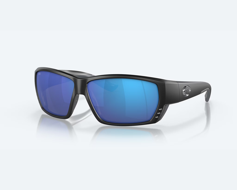 Tuna Alley Polarized Sunglasses, Matte Black/Blue mirror