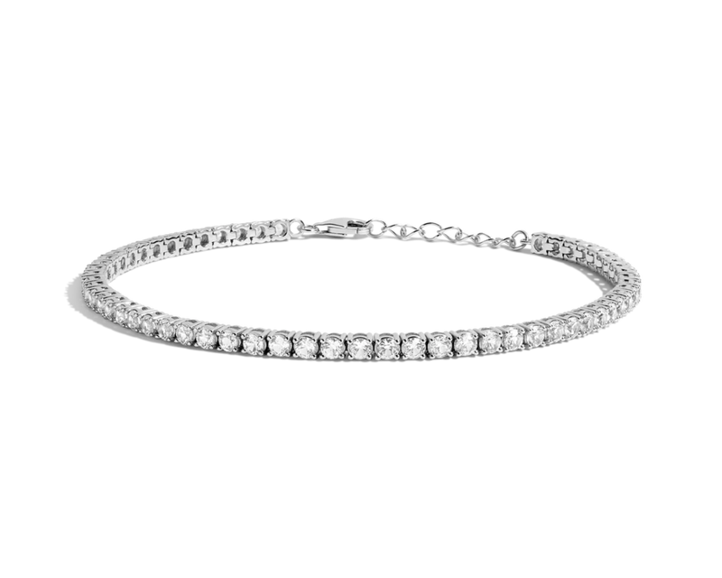 Lab Grown White Sapphire Tennis Anklet