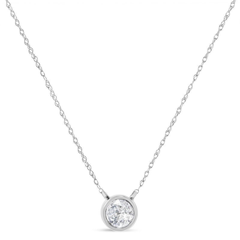 14K Gold 0.33 Carat Lab Grown Diamond Modern Bezel-Set Solitaire Pendant Necklace