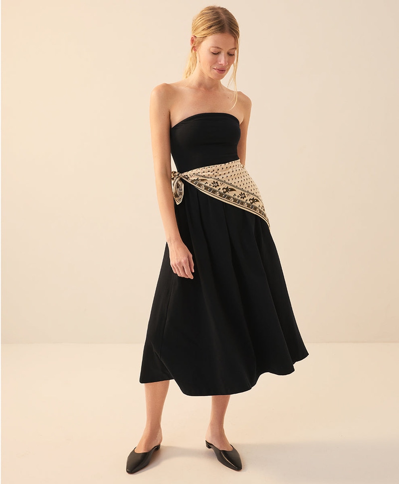 Women's Organic Fit & Flare Strapless Dress, Black