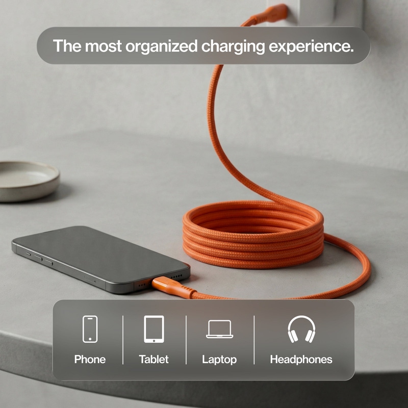 MagStack&nbsp;Pro Auto-Coiling USB-C to USB-C 3.3' Cable