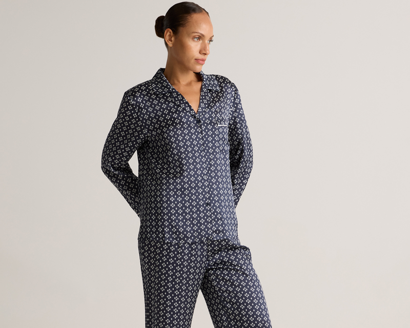 100% Washable Silk Satin Pajama Long Sleeve Top