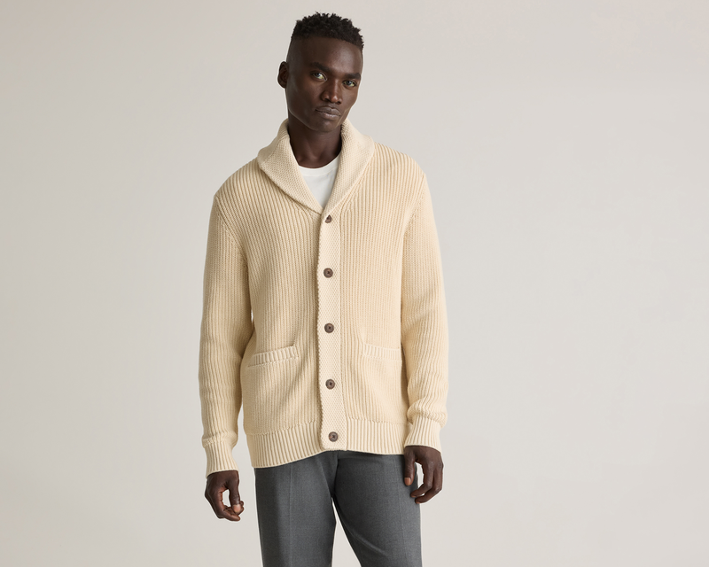 100% Organic Cotton Shawl-Collar Cardigan Sweater