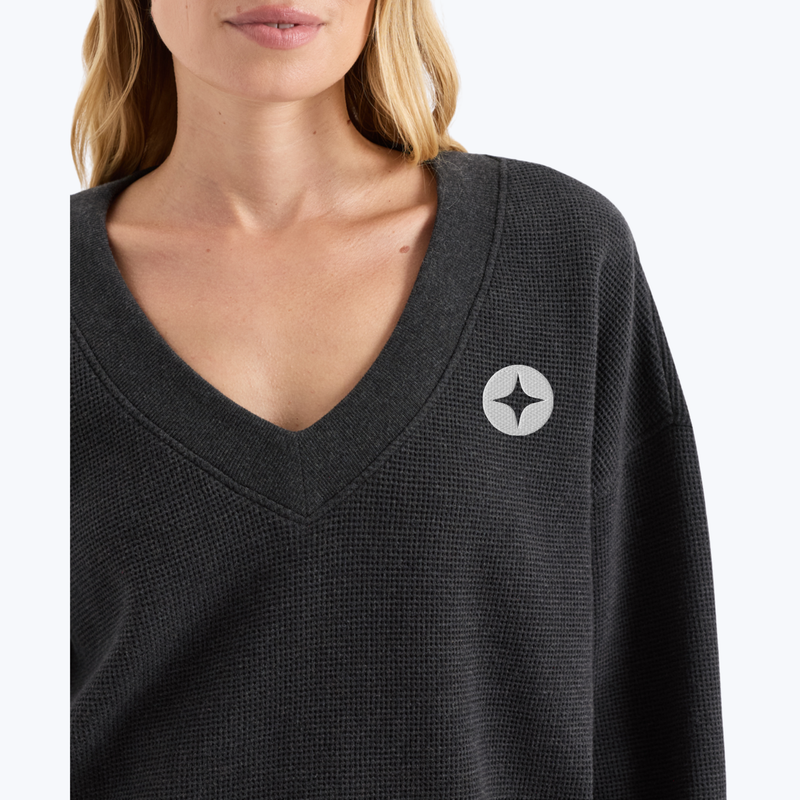 Branded Organic Luxe Waffle V-Neck Top