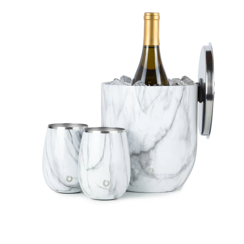 Stainless Steel Ice Bucket and Wine Glass Set