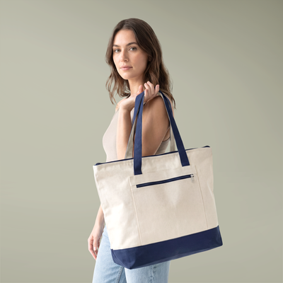 Zippered Canvas Tote