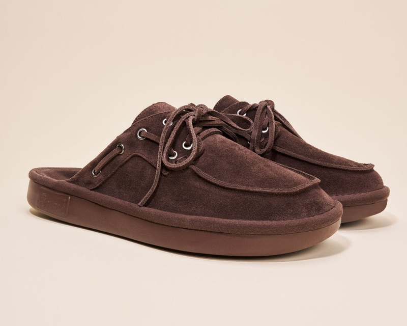 Boat Mule, Dark Brown Suede