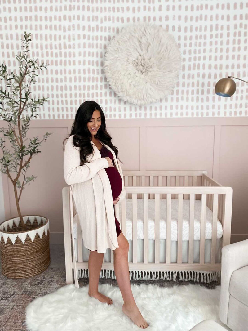 Ribbed Knit Maternity Robe