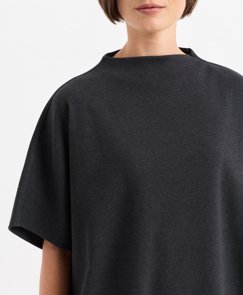 Women's Organic Roam Capelet Top, Dark Charcoal Heather
