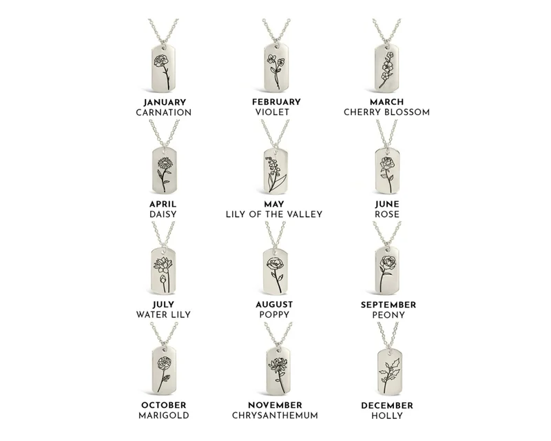 Sterling Silver Birth Flower Pendant