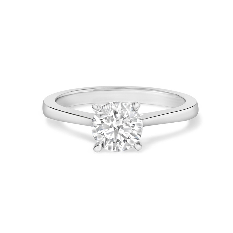 14K White Gold 1.0 Cttw Round Lab Grown Diamond Eagle 4-Prong Set Solitaire Engagement Ring
