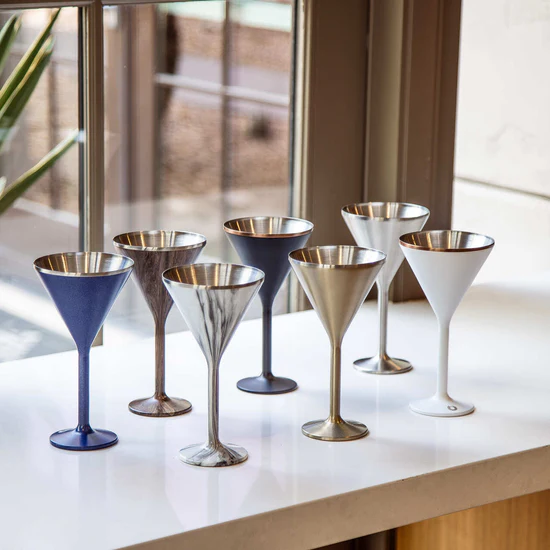 Stainless Steel Stemmed Martini Glass, Set of 2