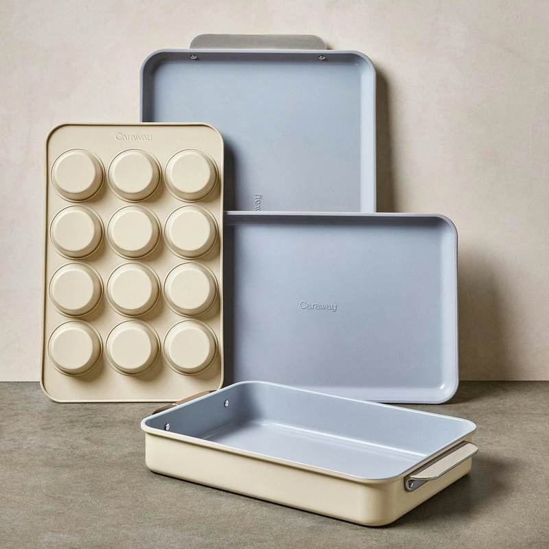 Non-Stick Ceramic Half Bakeware Set with Storage