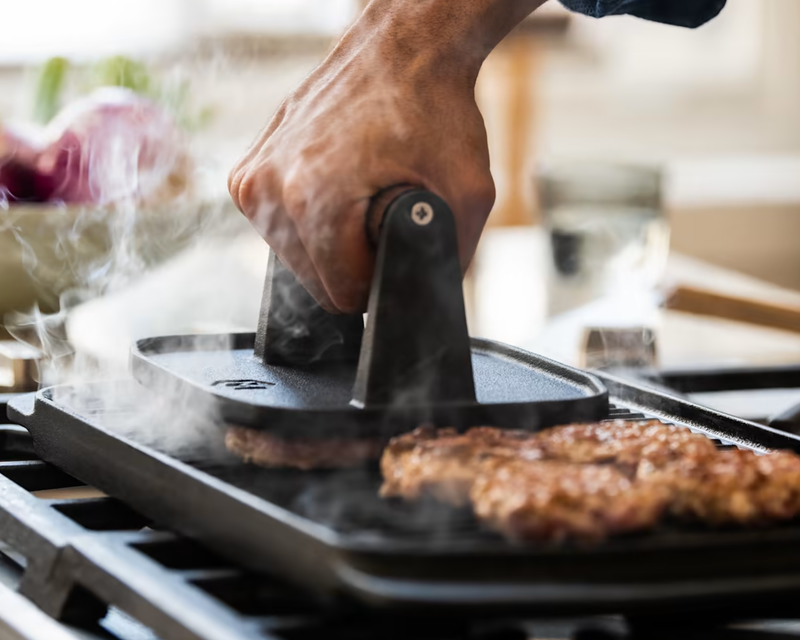 Cast Iron Reversible Griddle and Grill Press