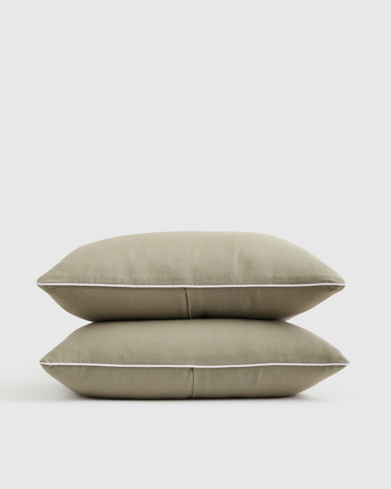 European Linen Piped Sham Set, Standard