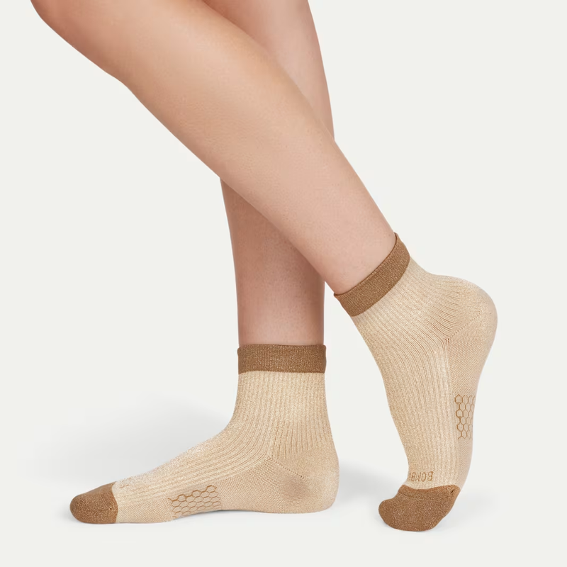 Women's Sparkle Modern Rib Quarter Sock 4-Pack Gift Box