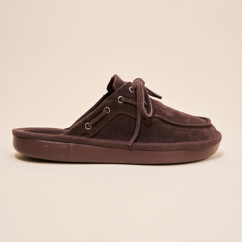 Boat Mule, Dark Brown Suede