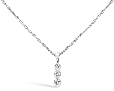 Sterling Silver Lab Grown Diamond Three Stone Diamond Pendant Necklace