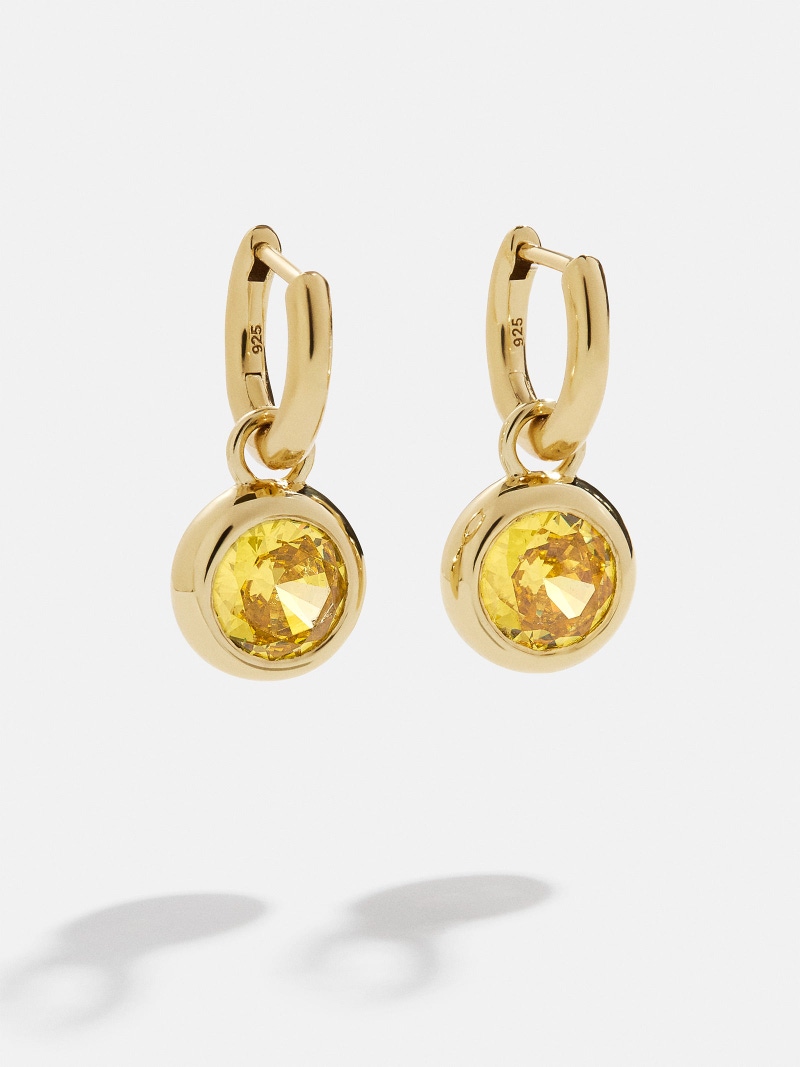 18K Gold Birthstone Drop Earrings