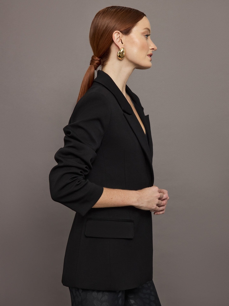 Single Breasted Blazer in Scuba, Black