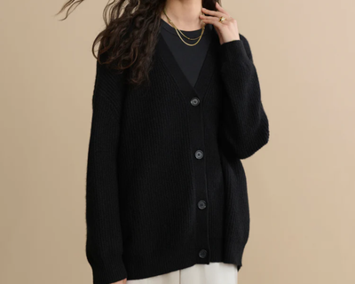 Cashmere Cocoon Cardigan, Black