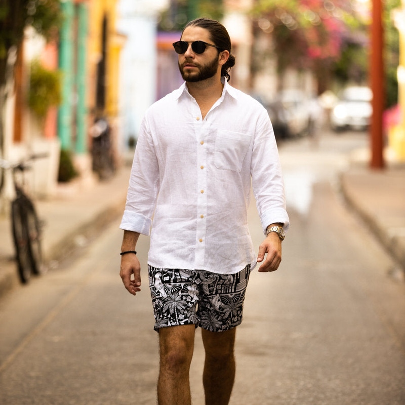 The Casa Blanca White Linen Long Sleeve Shirt