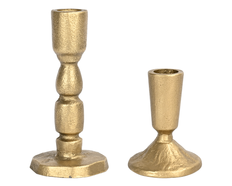 Gold Cast Iron Candle Holders Set of 2
