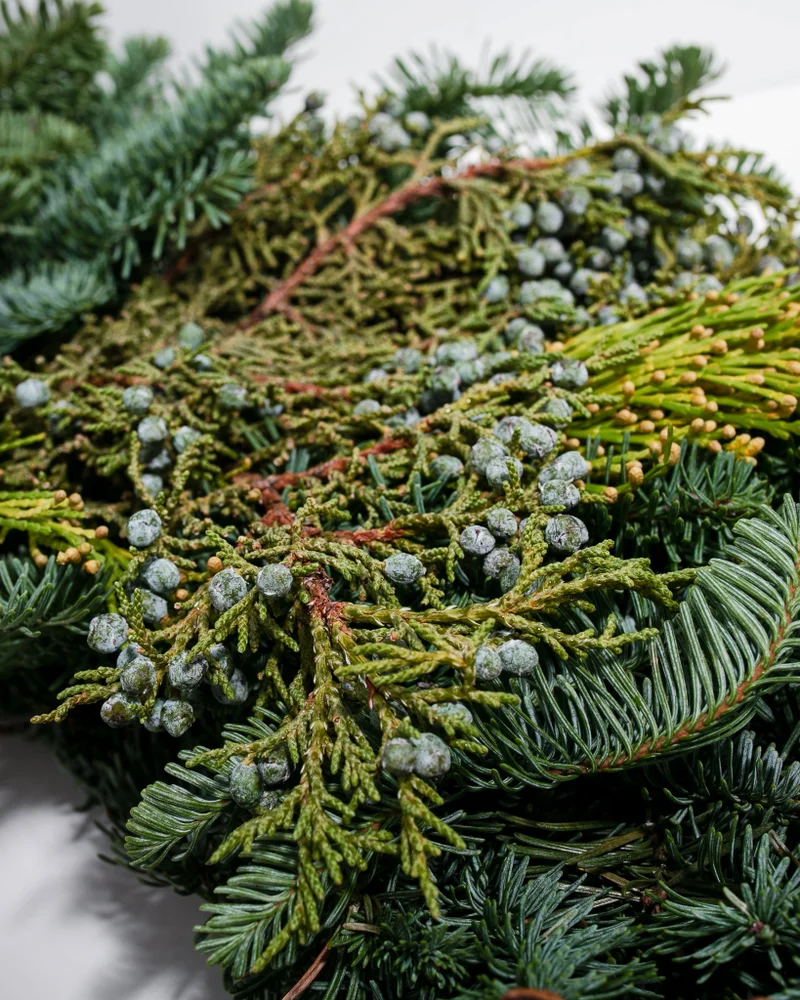 Fresh Cut Noble Fir, Juniper and Cedar Holiday Wreath