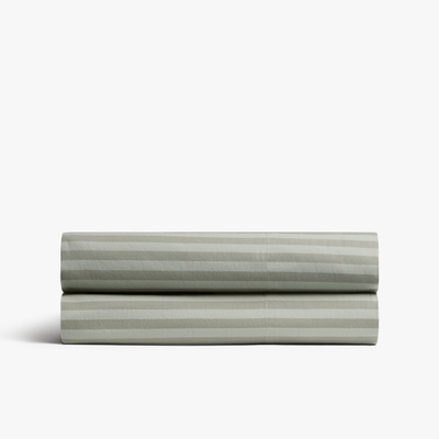 Percale Fitted Sheet (Moss Stripe)