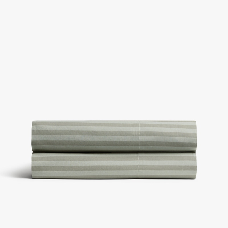 Percale Fitted Sheet (Moss Stripe)