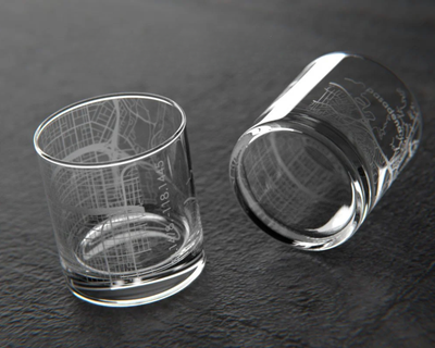 Topography Map Rocks Glass, Set of 2
