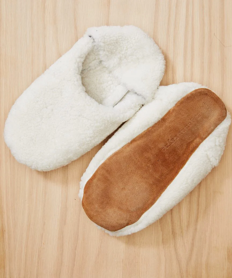 Shearling Moroccan Slipper, Ivory
