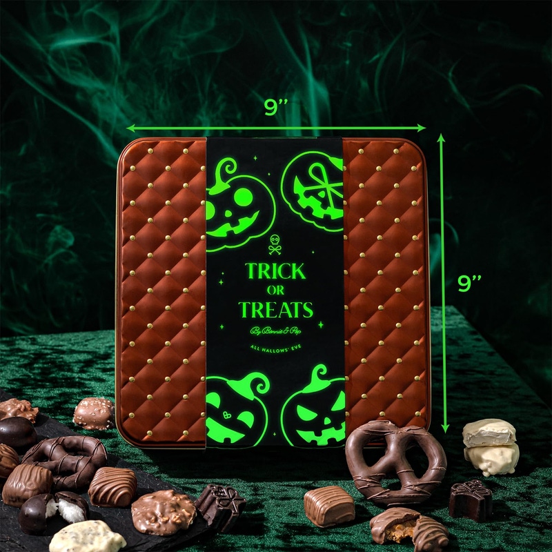 Halloween Chocolate Gift Basket, Glow-in-the-Dark Candy Tin