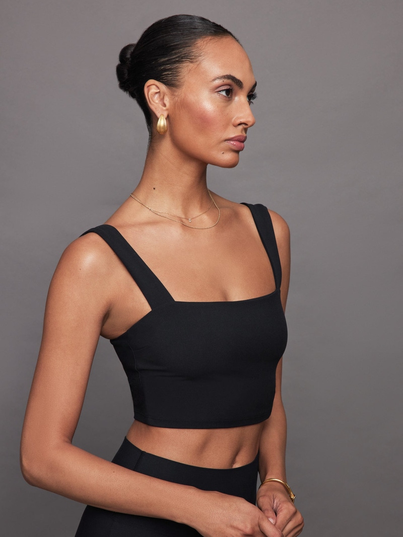 Square Neck Bra Top in Melt, Black