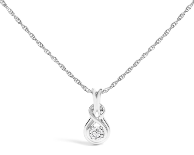 Sterling Silver Lab Grown Diamond Love Knot Solitaire Pendant Necklace